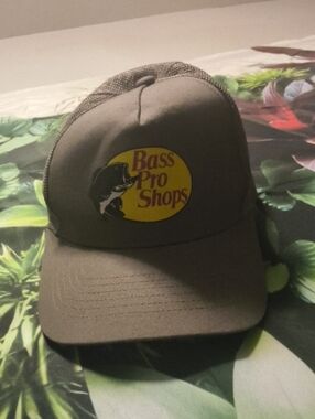 Bass Pro Shops Olive Green Trucker Cap with Yellow Logo-youth